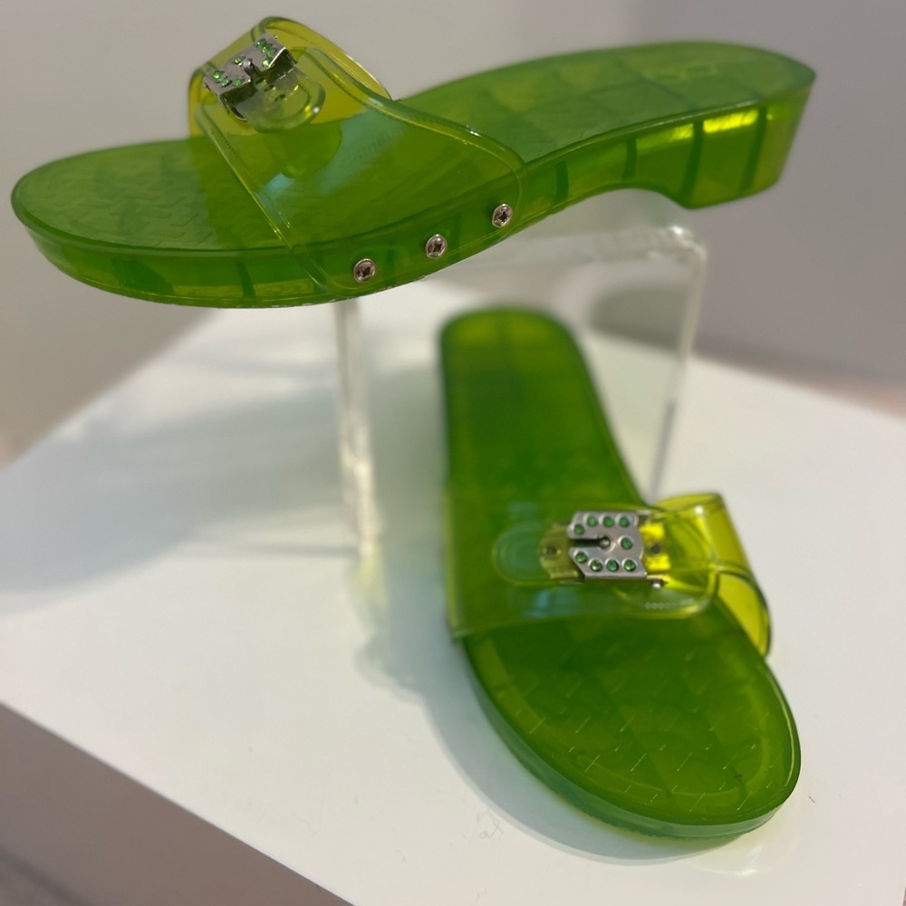 Olive Green Retro Jelly Slide Sandal Size 8.5 Made in Italy Dr. Scholl’s New HTF - Picture 2 of 5